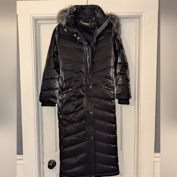 Badgley Mischika Irredescent Maxi Puffer Coat XS NEW Condition Black Grey - Picture 2 of 10